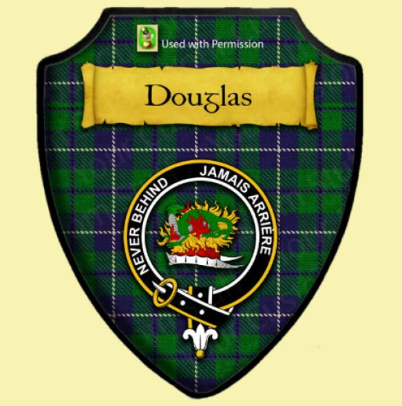 Douglas Green Modern Tartan Crest Wooden Wall Plaque Shield