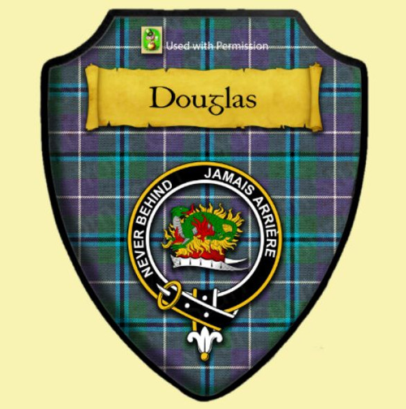 Douglas Purple Modern Tartan Crest Wooden Wall Plaque Shield