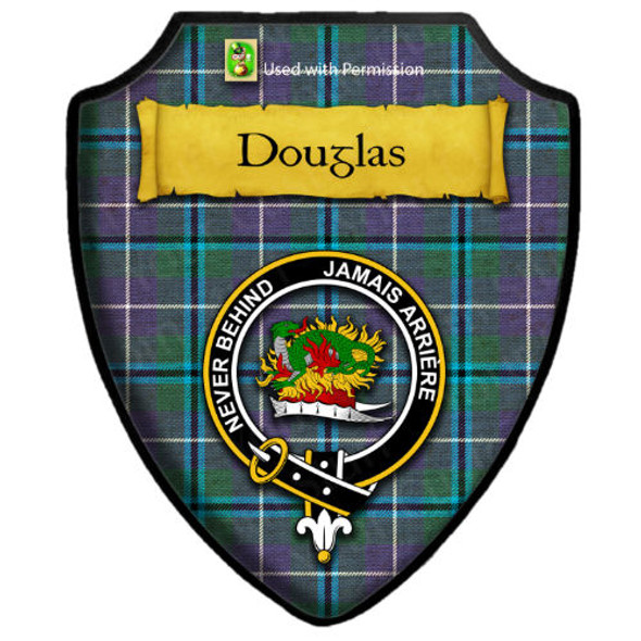 Douglas Purple Modern Tartan Crest Wooden Wall Plaque Shield