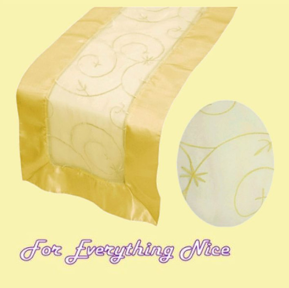 Yellow Embroidered Wedding Table Runners Decorations x 25 For Hire