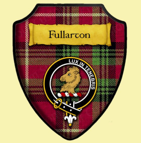 Fullarton Muted Modern Tartan Crest Wooden Wall Plaque Shield