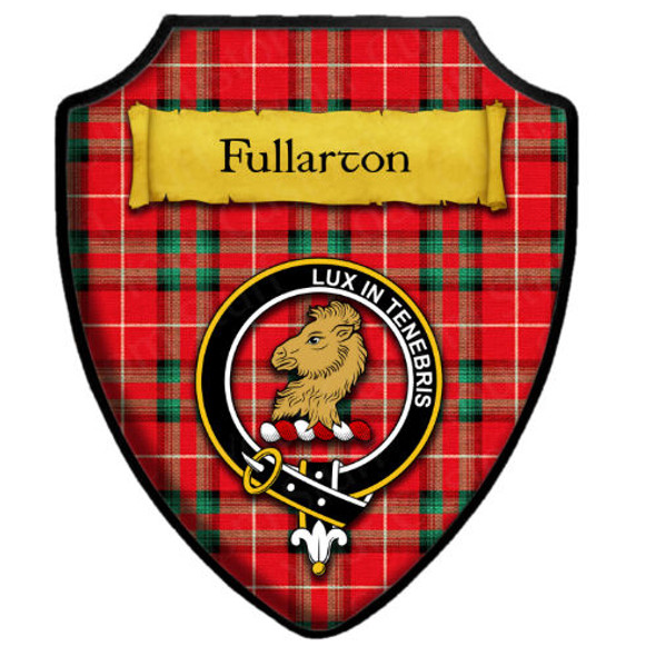 Fullarton Stuart Of Bute Tartan Crest Wooden Wall Plaque Shield