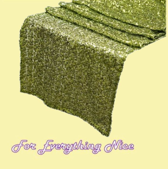 Apple Green Duchess Sequin Wedding Table Runners Decorations x 10 For Hire