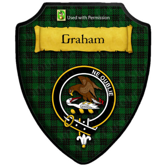 Graham Green Modern Tartan Crest Wooden Wall Plaque Shield