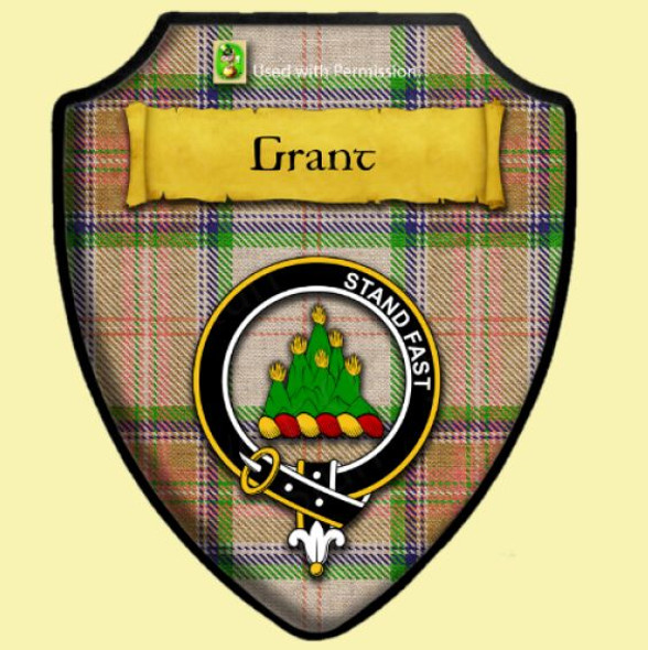 Grant Of Auchnarrow Modern Tartan Crest Wooden Wall Plaque Shield