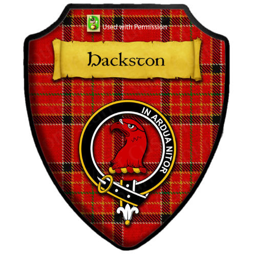 Hackston Red Modern Tartan Crest Wooden Wall Plaque Shield