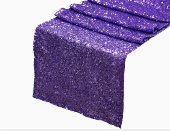 Deep Purple Duchess Sequin Wedding Table Runners Decorations x 10 For Hire