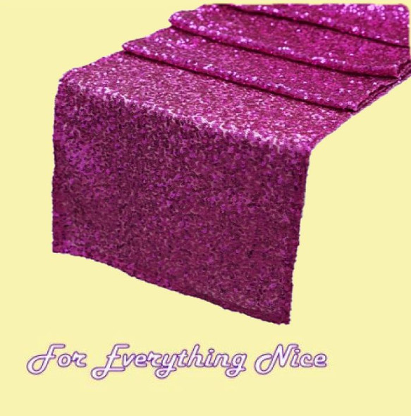 Fuchsia Pink Duchess Sequin Wedding Table Runners Decorations x 10 For Hire