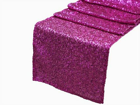 Fuchsia Pink Duchess Sequin Wedding Table Runners Decorations x 10 For Hire