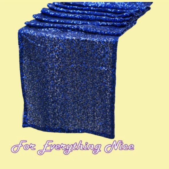 Navy Blue Duchess Sequin Wedding Table Runners Decorations x 10 For Hire