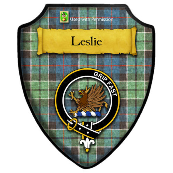 Leslie Hunting Ancient Tartan Crest Wooden Wall Plaque Shield