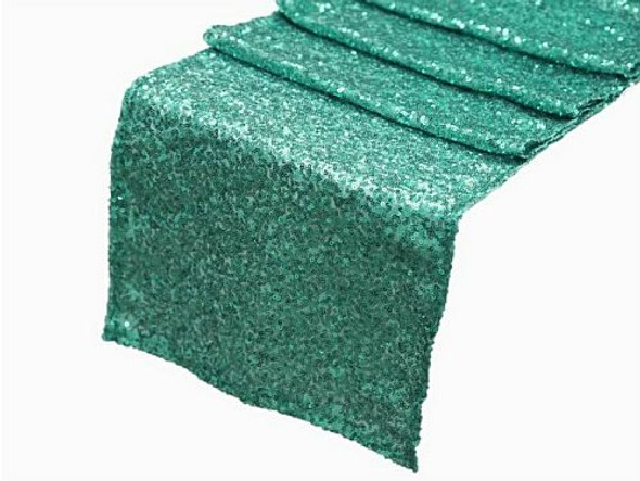 Turquoise Duchess Sequin Wedding Table Runners Decorations x 10 For Hire