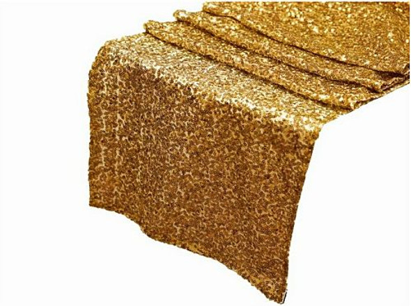 Gold Duchess Sequin Wedding Table Runners Decorations x 10 For Hire