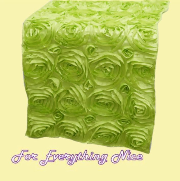 Apple Green Grandiose Rosette Wedding Table Runners Decorations x 5 For Hire