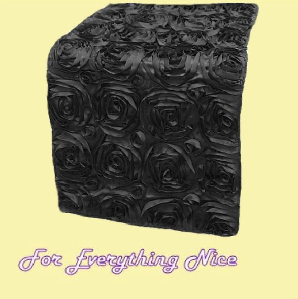 Black Grandiose Rosette Wedding Table Runners Decorations x 5 For Hire