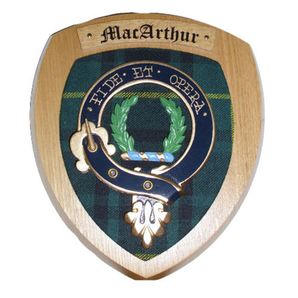 MacArthur Clan Crest Tartan 7 x 8 Woodcarver Wooden Wall Plaque 