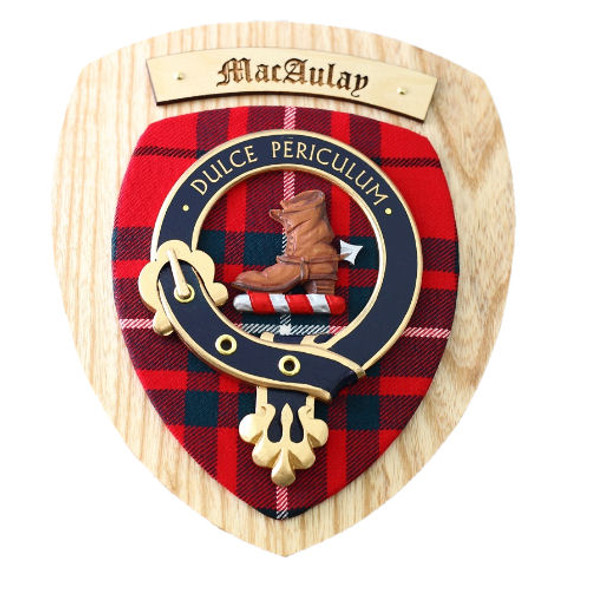 MacAulay Clan Crest Tartan 7 x 8 Woodcarver Wooden Wall Plaque 