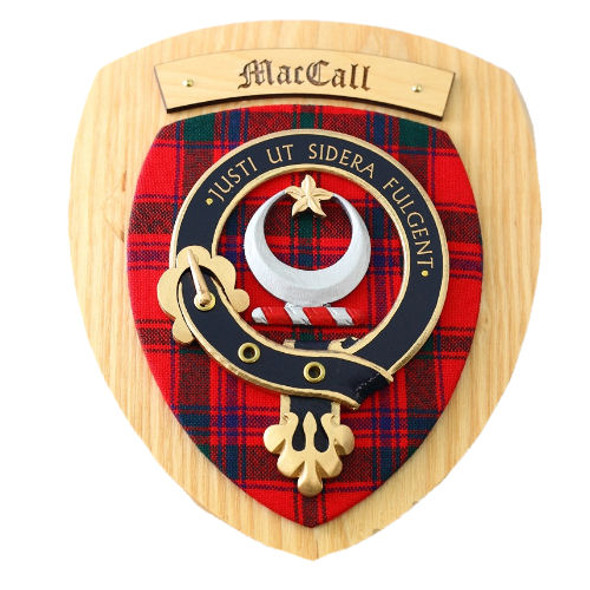 MacCall Clan Crest Tartan 7 x 8 Woodcarver Wooden Wall Plaque 