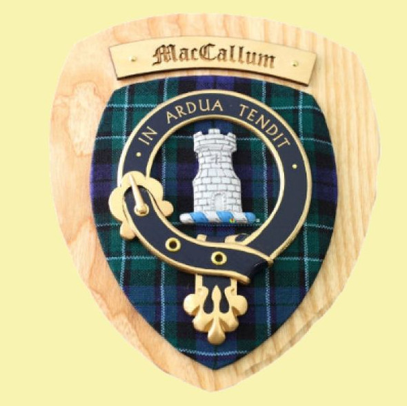 MacCallum Clan Crest Tartan 7 x 8 Woodcarver Wooden Wall Plaque 