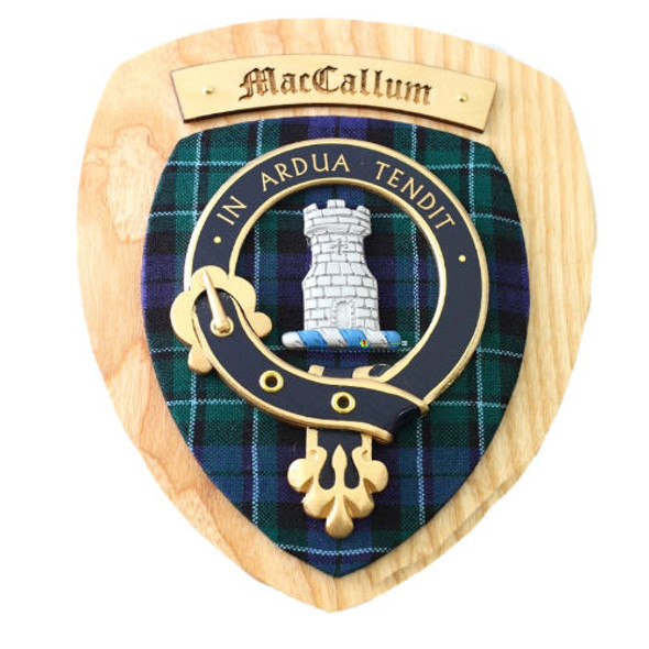 MacCallum Clan Crest Tartan 7 x 8 Woodcarver Wooden Wall Plaque 