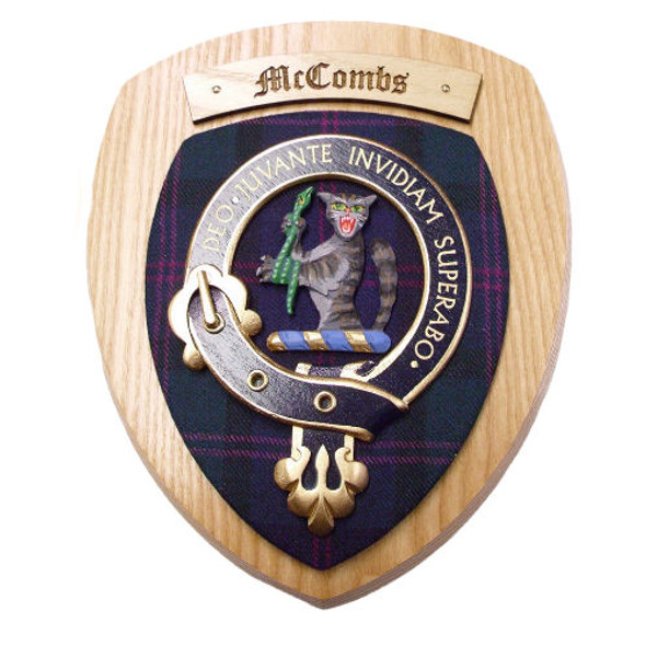 MacCoombs Clan Crest Tartan 7 x 8 Woodcarver Wooden Wall Plaque 