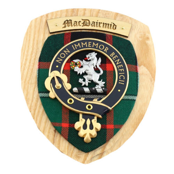 MacDiarmid Clan Crest Tartan 7 x 8 Woodcarver Wooden Wall Plaque 