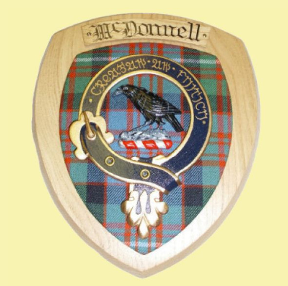 MacDonnell Of Glengarry Clan Crest Tartan 7 x 8 Woodcarver Wooden Wall Plaque 