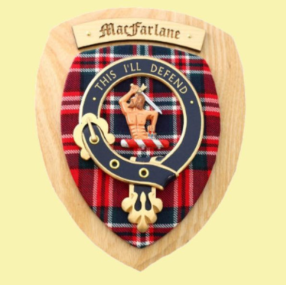 MacFarlane Clan Crest Tartan 7 x 8 Woodcarver Wooden Wall Plaque 