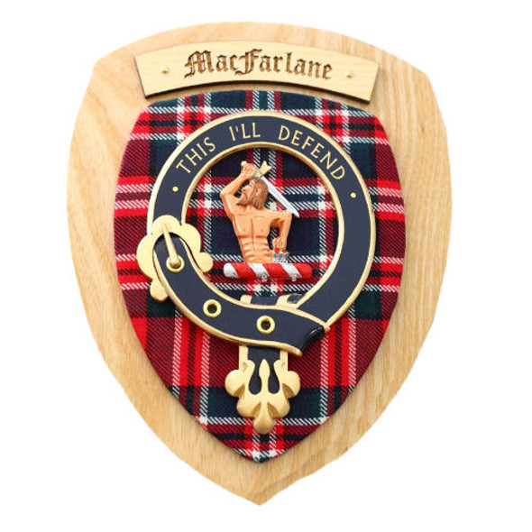 MacFarlane Clan Crest Tartan 7 x 8 Woodcarver Wooden Wall Plaque 