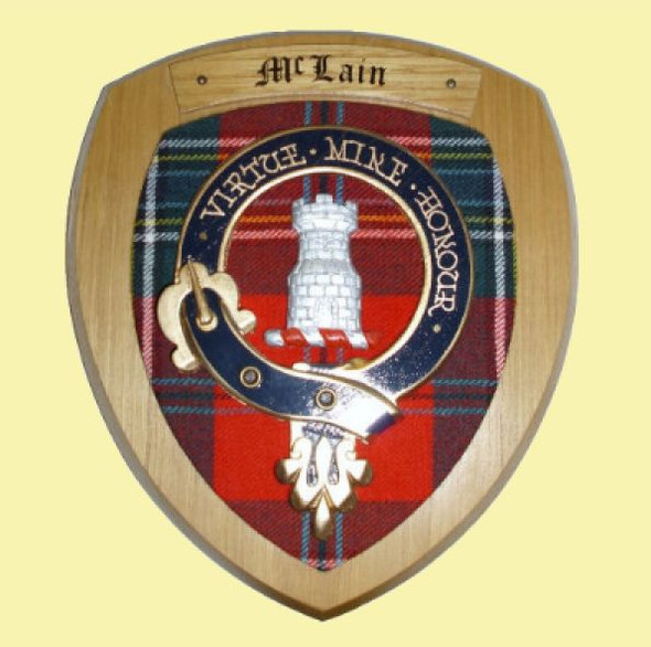 MacLaine Of Lochbuie Clan Crest Tartan 7 x 8 Woodcarver Wooden Wall Plaque 