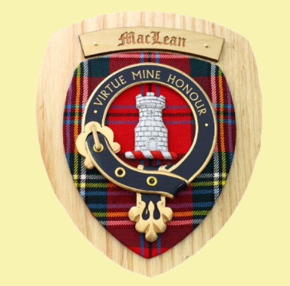 MacLean Clan Crest Tartan 7 x 8 Woodcarver Wooden Wall Plaque 