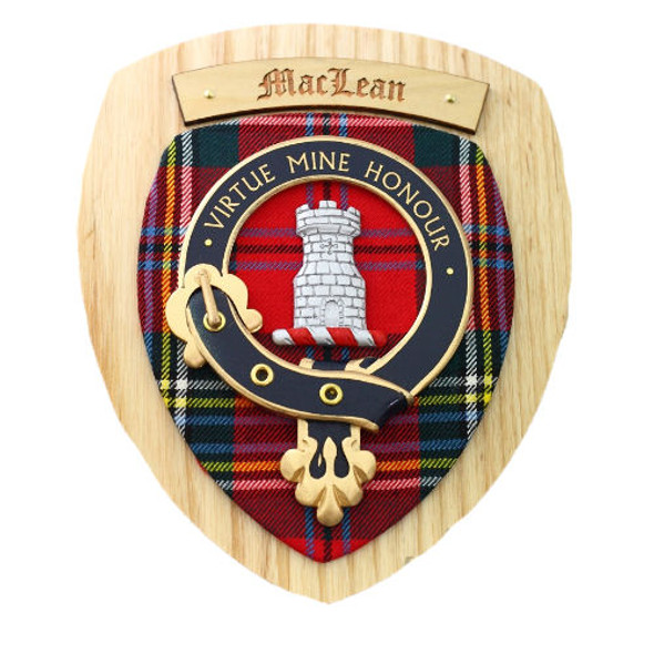MacLean Clan Crest Tartan 7 x 8 Woodcarver Wooden Wall Plaque 