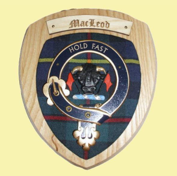 MacLeod Of Harris Clan Crest Tartan 7 x 8 Woodcarver Wooden Wall Plaque 