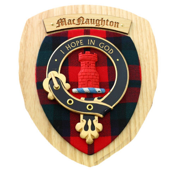 MacNaughton Clan Crest Tartan 7 x 8 Woodcarver Wooden Wall Plaque 