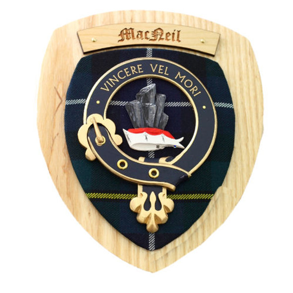 MacNeil Clan Crest Tartan 7 x 8 Woodcarver Wooden Wall Plaque 