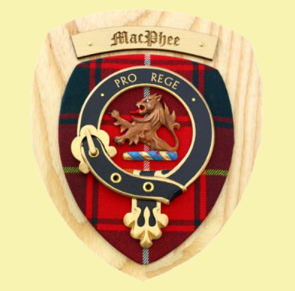 MacPhee Clan Crest Tartan 7 x 8 Woodcarver Wooden Wall Plaque 