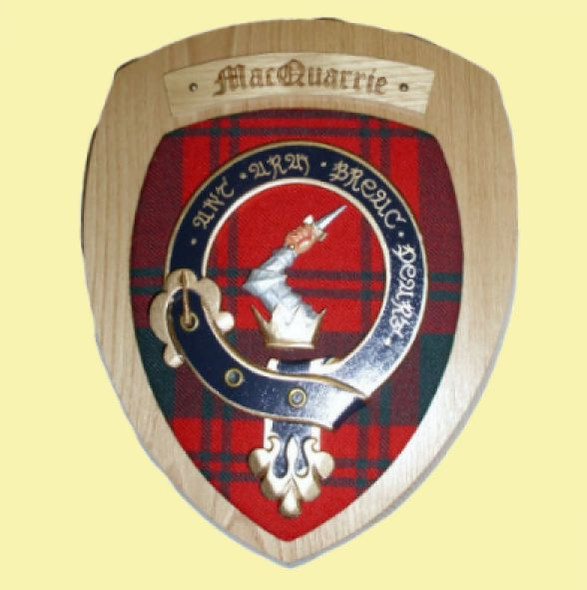 MacQuarrie Clan Crest Tartan 7 x 8 Woodcarver Wooden Wall Plaque 