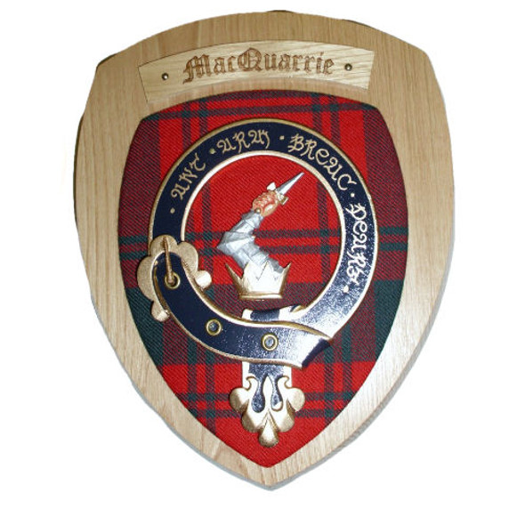 MacQuarrie Clan Crest Tartan 7 x 8 Woodcarver Wooden Wall Plaque 