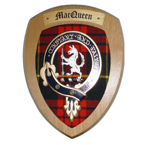 MacQueen Clan Crest Tartan 7 x 8 Woodcarver Wooden Wall Plaque 