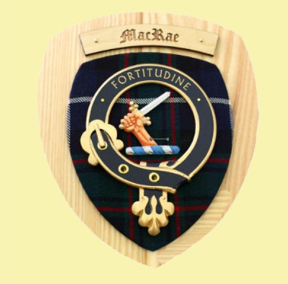 MacRae Clan Crest Tartan 7 x 8 Woodcarver Wooden Wall Plaque 