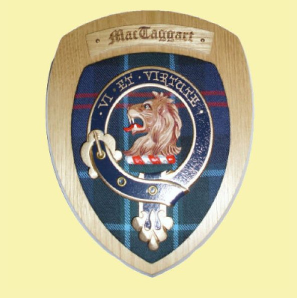 MacTaggart Clan Crest Tartan 7 x 8 Woodcarver Wooden Wall Plaque 