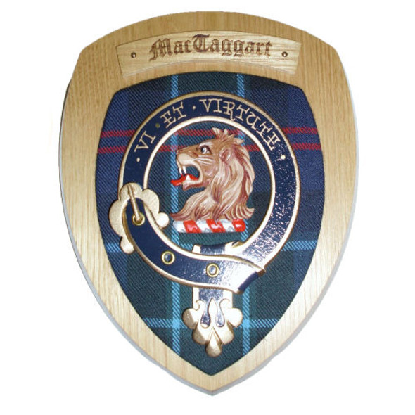 MacTaggart Clan Crest Tartan 7 x 8 Woodcarver Wooden Wall Plaque 