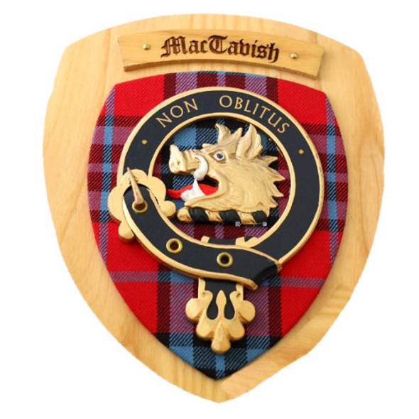 MacTavish Clan Crest Tartan 7 x 8 Woodcarver Wooden Wall Plaque 