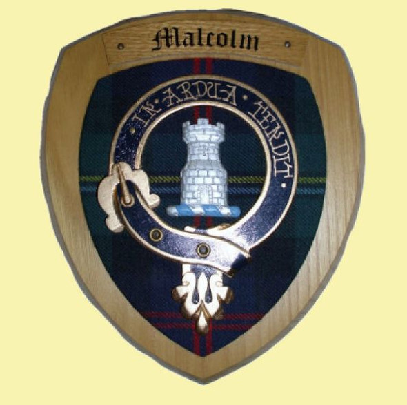 Malcolm Clan Crest Tartan 7 x 8 Woodcarver Wooden Wall Plaque 