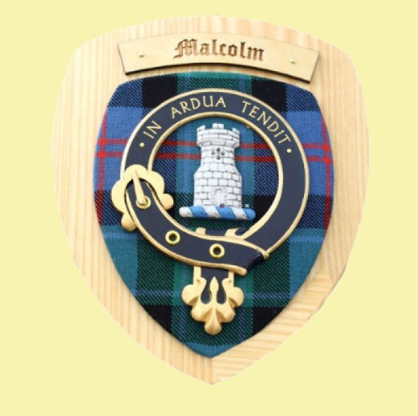 Malcolm Clan Crest Tartan 10 x 12 Woodcarver Wooden Wall Plaque 