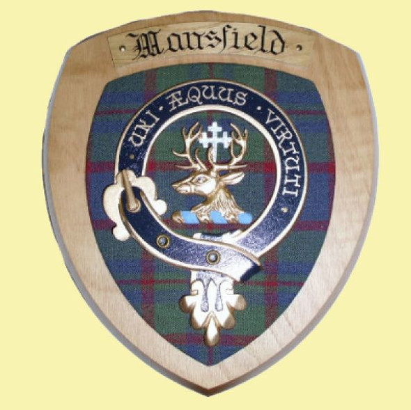 Mansfield Clan Crest Tartan 7 x 8 Woodcarver Wooden Wall Plaque 