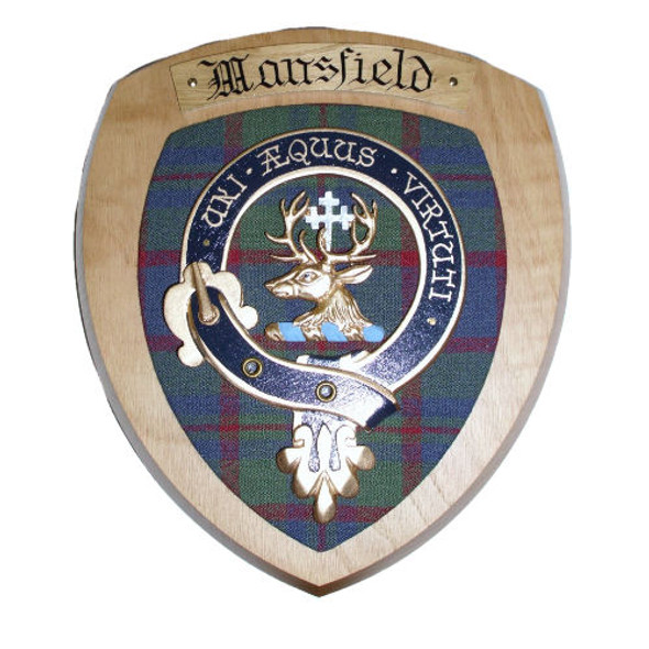 Mansfield Clan Crest Tartan 10 x 12 Woodcarver Wooden Wall Plaque 