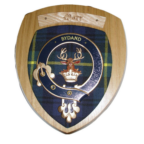 Marr Clan Crest Tartan 10 x 12 Woodcarver Wooden Wall Plaque 
