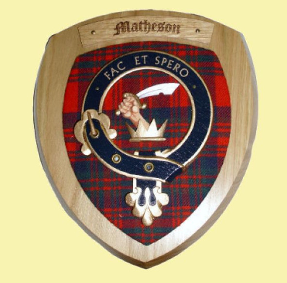 Matheson Clan Crest Tartan 7 x 8 Woodcarver Wooden Wall Plaque 