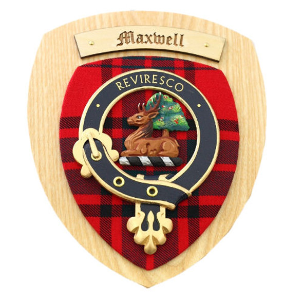 Maxwell Clan Crest Tartan 7 x 8 Woodcarver Wooden Wall Plaque 